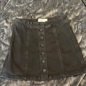 Moda Charcoal Button-Front A-Line Skirt